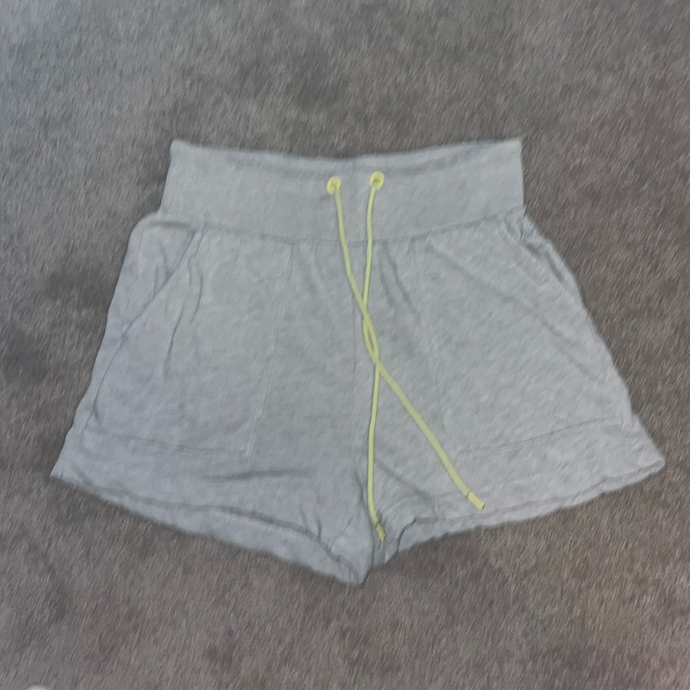 lou and grey Casual Gray Shorts with Neon Yellow Drawstring